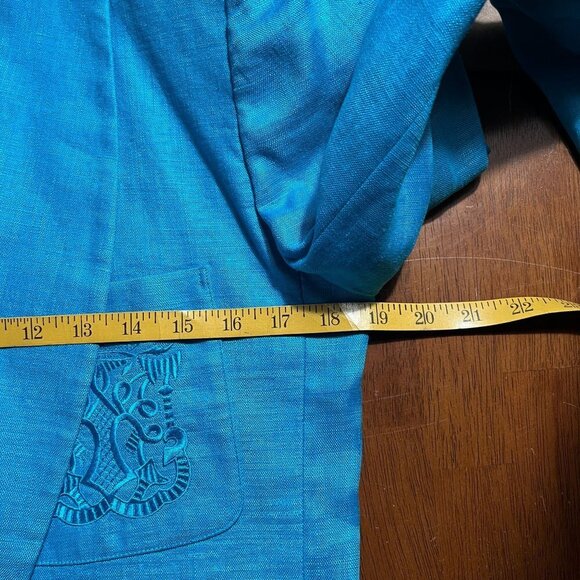 90s Classiques 100% Linen Longline Blazer Womens XS Oversized Bright Crest Retro - Picture 9 of 13